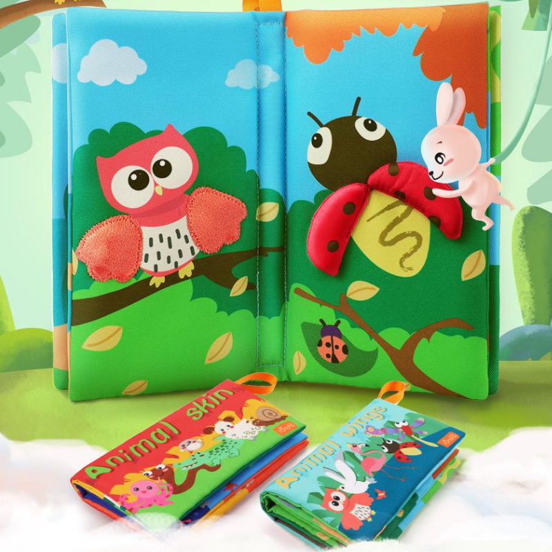 【Tumama KiDS】洗える 動物の3D絵本 レッド ブルー