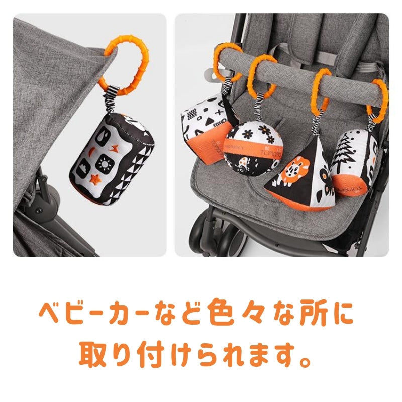 白黒ハンギングコットンラトル