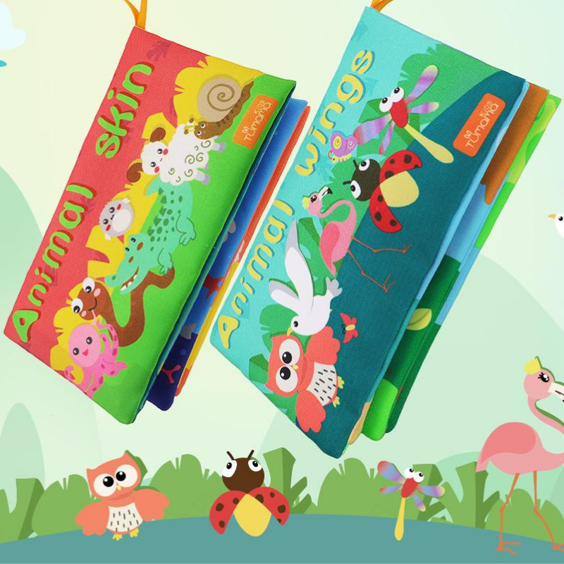 【Tumama KiDS】洗える 動物の3D絵本 レッド ブルー